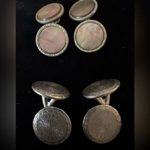 Two Pair of Vintage/Antique Silver-Tone Cufflinks Unmarked